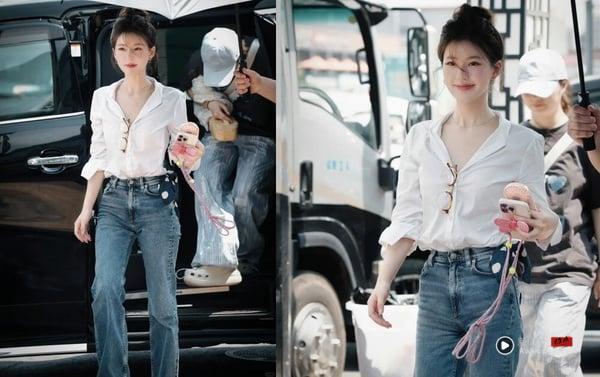 衬衫穿搭攻略!从白衬衫到牛仔衬衫,20大实用搭法+80种穿搭时髦范本,轻松驾驭! 内容图4 新潮社-实时最新热点娱乐时尚美妆等新闻资讯网站! 演员赵露思示范经典白衬衫穿搭,以合身白衬衫搭配浅蓝色直筒牛仔裤,呈现简约率性风格。