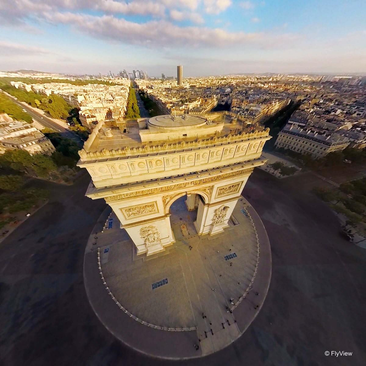 巴黎还可以这样玩!360 度“虚拟飞行”带你遨游花都美景 内容图3 女神网-大潮社TV实时追踪属于女人新资讯的综合网站! flyview-arc-de-triomphe-05