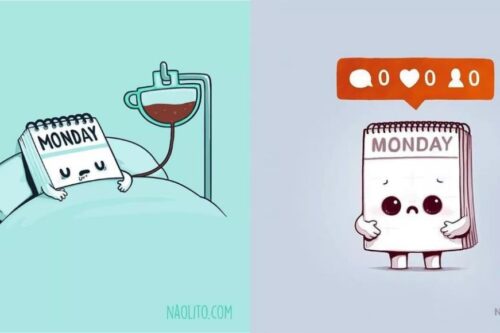 给 星期一：“你就算卖萌也没有用的！”忧郁的 Monday Blue 就用小幽默来化解吧