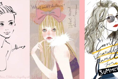 女生质感时尚手机桌布：参考日本 4 位人气女性时尚插画家，同时找到当季穿搭灵感