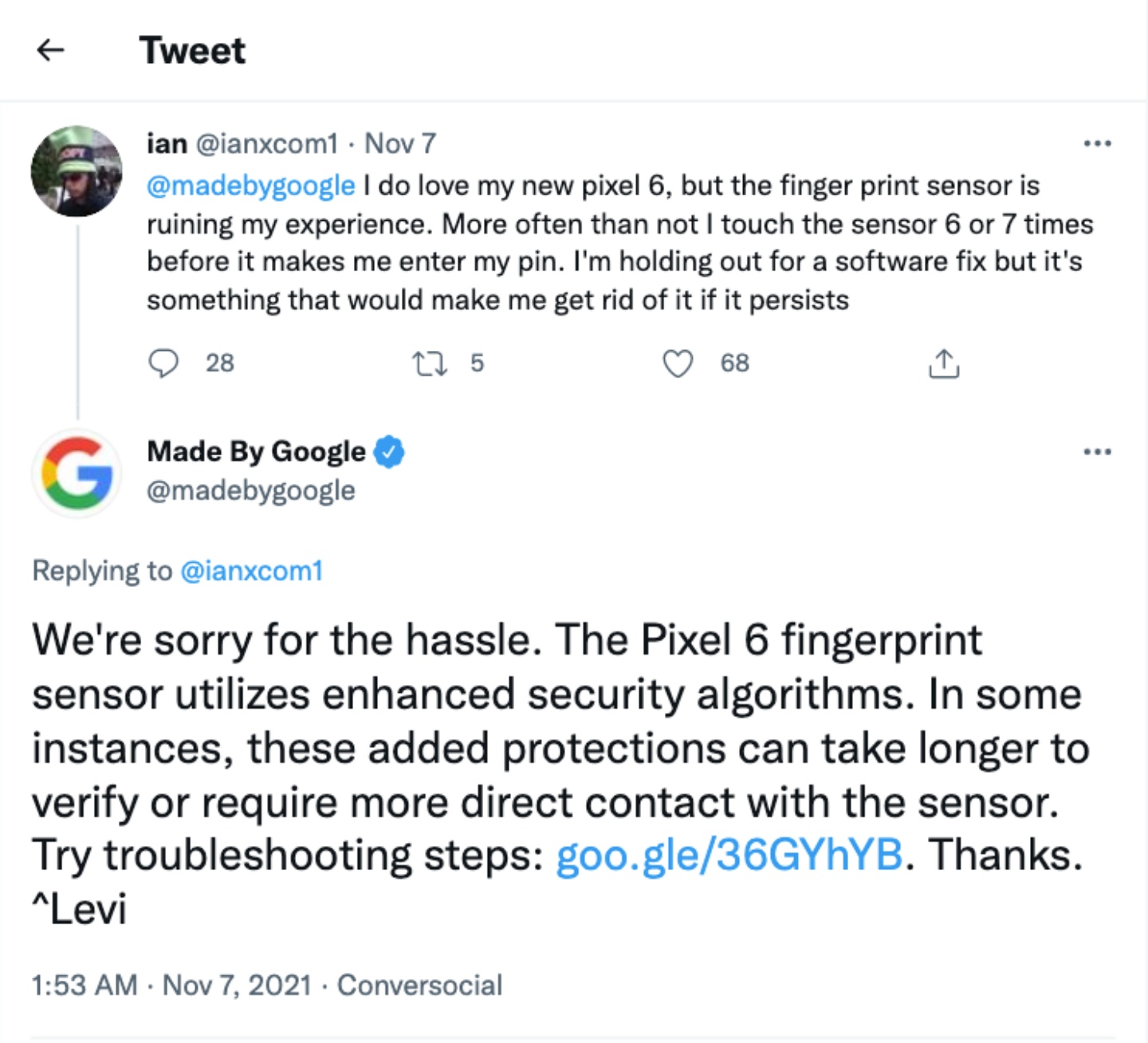 Google Pixel 6 会自动拨出‘ 幽灵电话 ’?官方火速处理中!目前暂时可以用这方法解决 内容图3 潮品文-大潮社旗下实时最新热点娱乐时尚数码等新闻资讯网站! Google Pixel 6 会自动拨出‘ 幽灵电话 ’?官方火速处理中!目前暂时可以用这方法解决