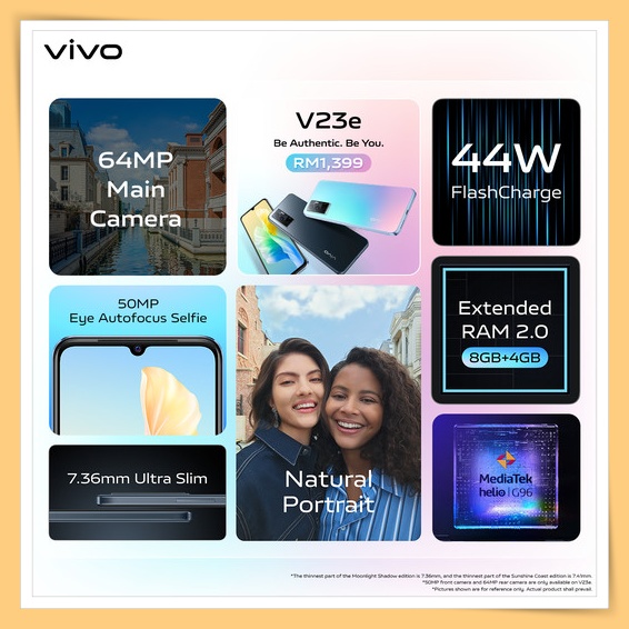 手机 I vivo V23e 正式发布！44MP前置AF高清摄像头+全新升级“自然美颜”模式！ 更多热点 图3张