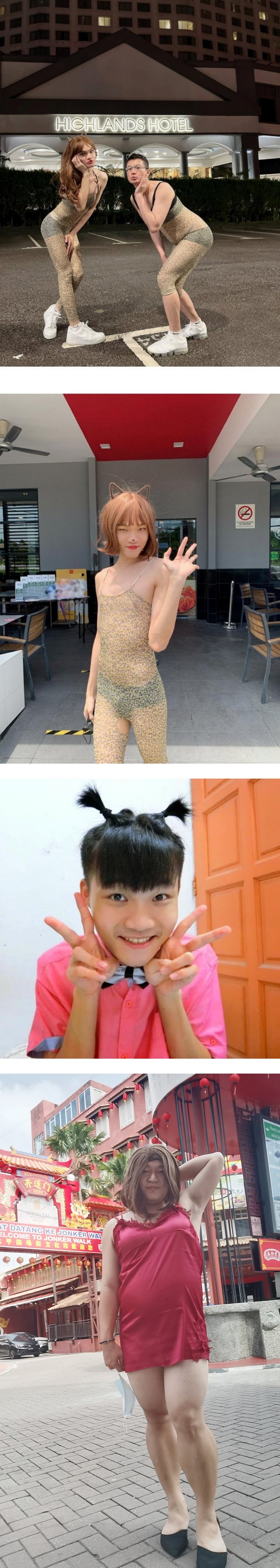 Bryan Wee、Deacon Chai柔佛王宫前男扮女装！ 穿情趣衣+露内裤拍照 娱乐资讯 图2张