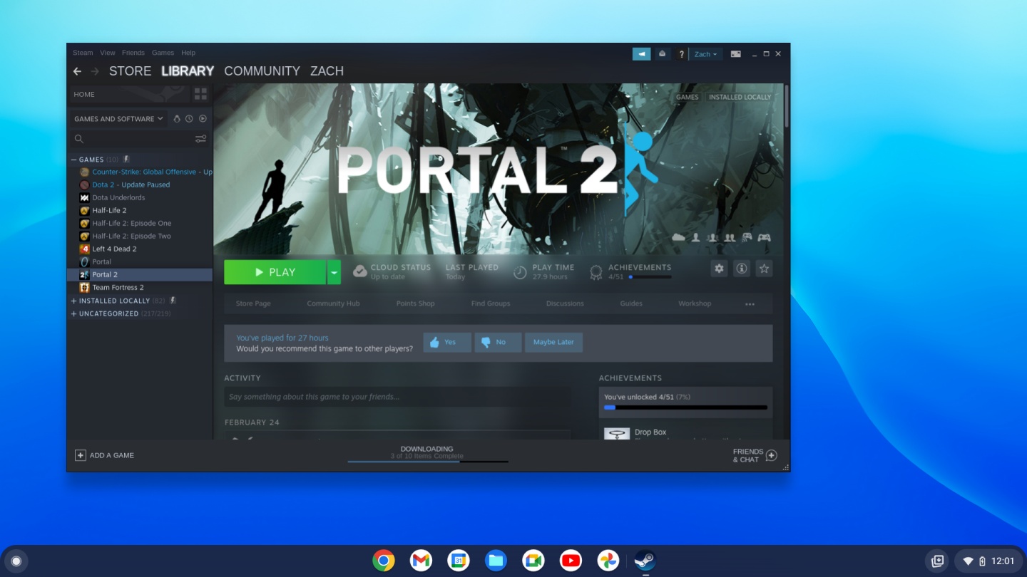 Google 公布七款可玩 Steam 的 Chromebook！将支援《巫师 3：狂猎》、《传送门 2》、《异尘余生 4》等多款游戏 数码科技 图1张