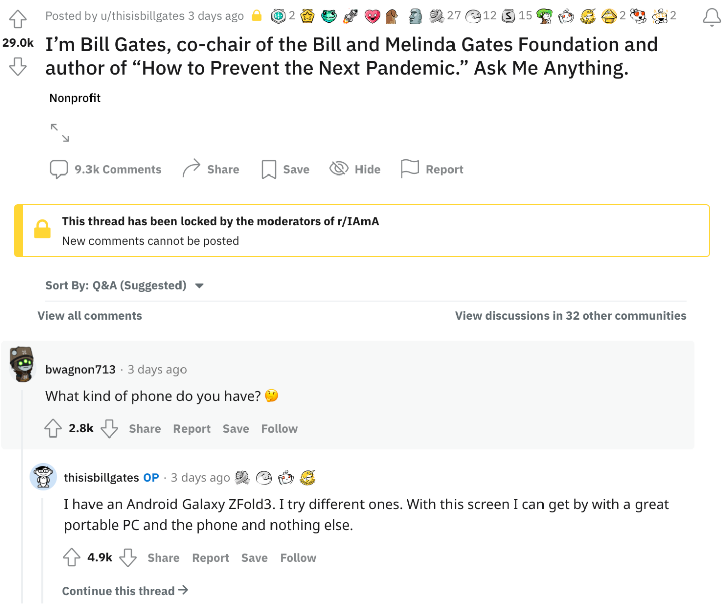 不是微软自家的 Suface Duo 也不是 iPhone!比尔盖兹常用的是这款折叠手机 内容图2 潮品文-大潮社旗下实时最新热点娱乐时尚数码等新闻资讯网站! 不是微软自家的 Suface Duo 也不是 iPhone!比尔盖兹常用的是这款折叠手机