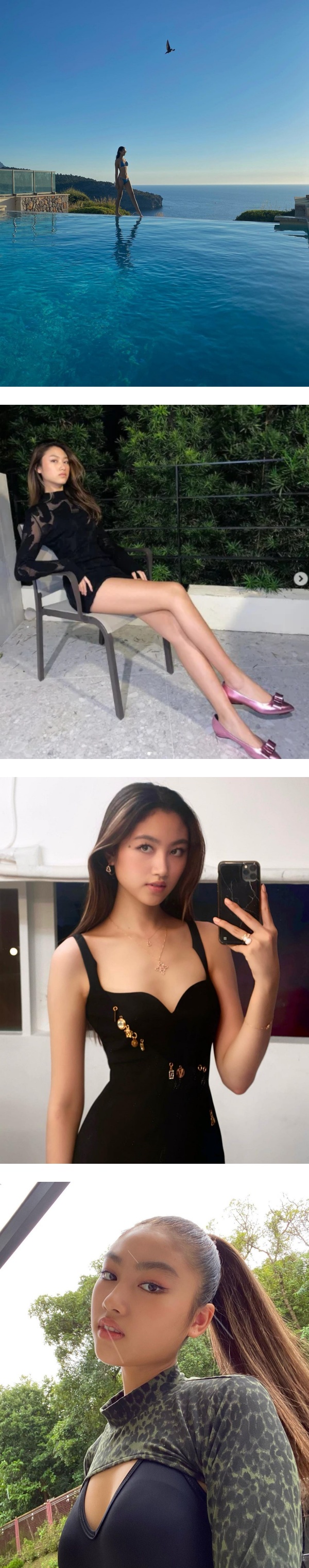 任达华女儿晒三点式泳装！110CM大长腿 这身材比例无敌了 娱乐资讯 图1张