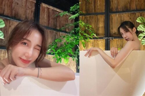 瑶瑶脱了“一丝不挂”泡汤！姐姐也没客气　激裸白皙肌肤全外泄