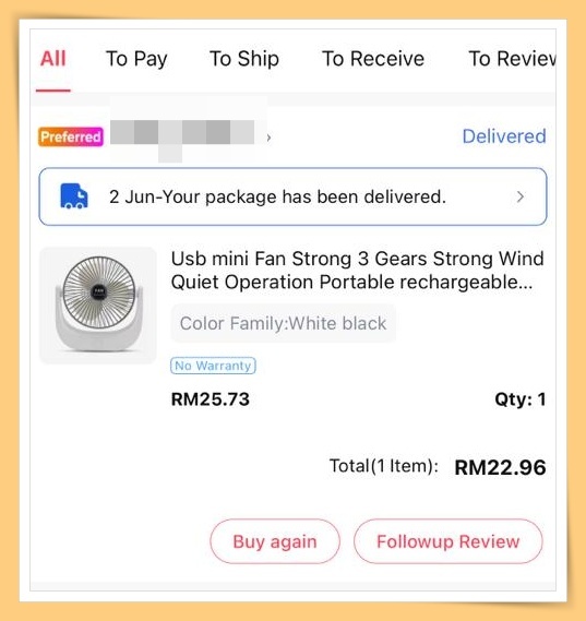 Click Selet Item for receipt