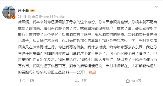 汪小菲发文