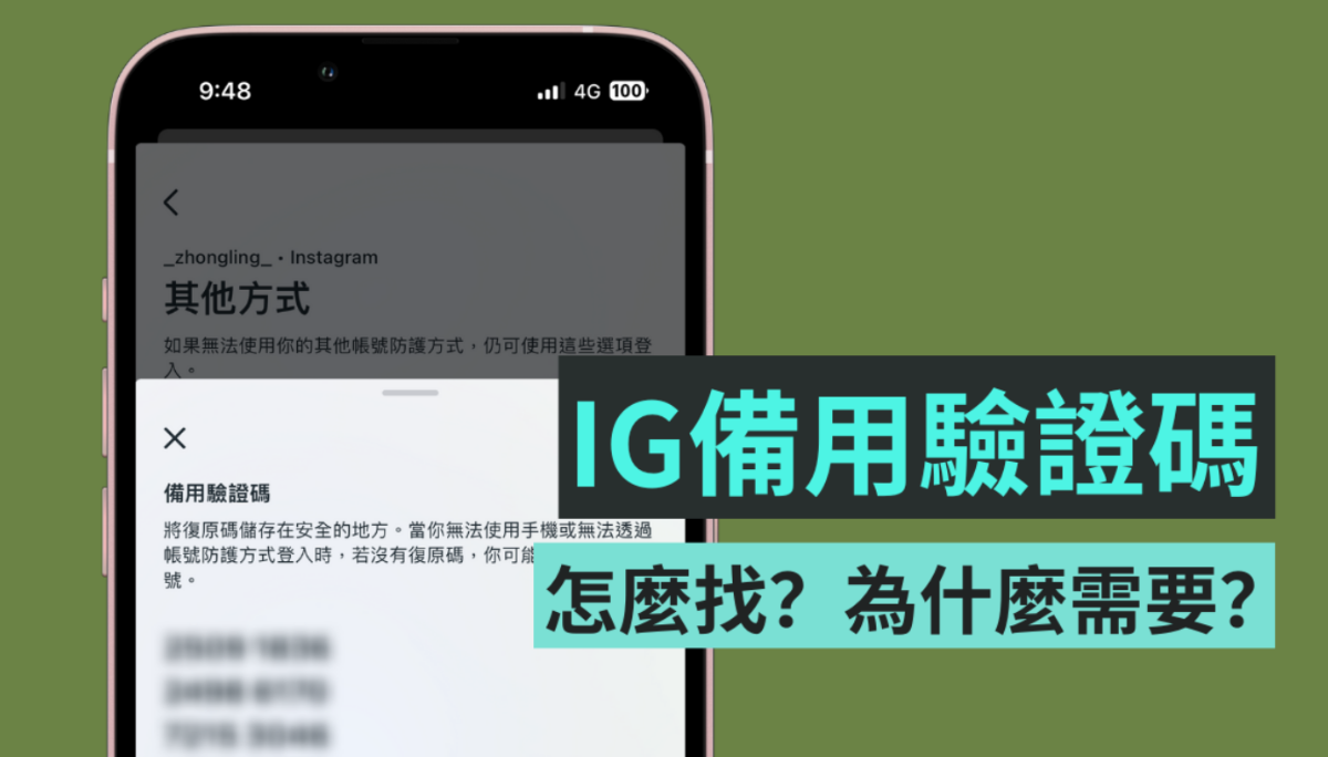 教学｜启用 IG 双重认证但登入新装置时手机却收不到登入码？教你如何找到你的 Instagram 备用验证码！