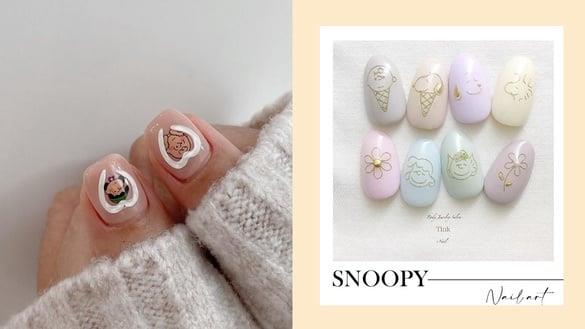 少女心喷发！史努比美甲范本推荐，棋盘格、毛呢美甲风格一次收，帮指尖换上最可爱新衣