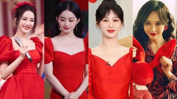 电视剧15位女星春节新造型！赵丽颖&杨紫&热巴PK同款红裙，唐嫣倪妮港风美翻，她意外惊艳
