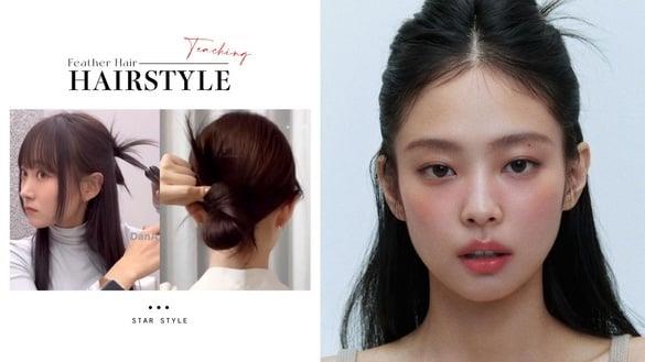 Jennie、朴恩斌都在绑！2023韩系“羽毛扎发”绑法教学，清纯减龄、这款中短发也能绑