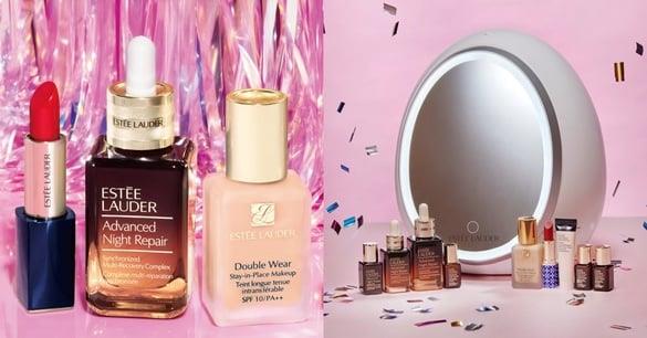 雅诗兰黛NO.1粉潮美肌赏小棕瓶、粉持久47折起，母亲节首日必排收纳箱，买2最高带11件