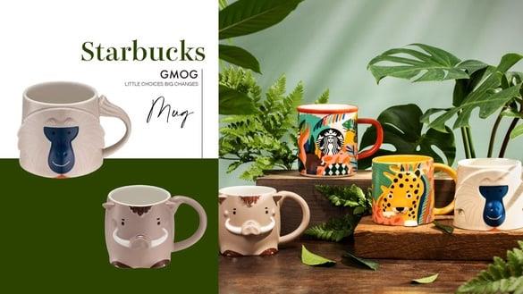 星巴克“狒狒马克杯”登场！星巴克首推“自备环保杯集点”，四款野生动物杯同步开卖