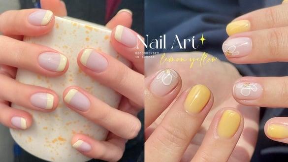 夏天必备！清爽系“柠檬黄美甲”范本推荐，手绘、小碎花气质爆棚，这款韩妞最爱