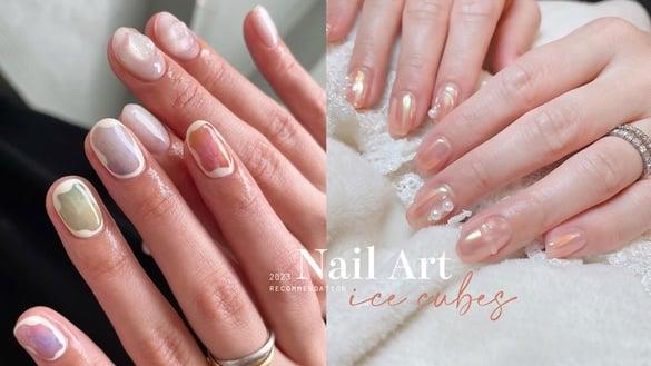 视觉消暑！2023冰块美甲图鉴推荐，迷你爱心、晕染点缀美哭，Jennie同款太烧