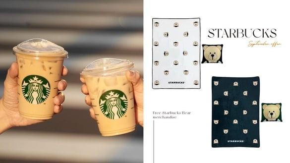 星巴克买一送一！星巴克“9月优惠”：买一送一、第二杯半价、送星巴克小熊抱枕毯