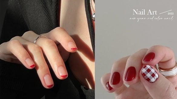 2024过年必备！六款“喜气红色美甲”推荐，红白格纹、樱桃红应景又可爱，法式超显手长