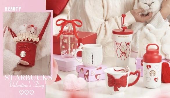 猫奴必收！星巴克“情人节猫咪星杯”开卖，爱心马克杯、蝴蝶结吸管杯、猫咪杯套太可爱