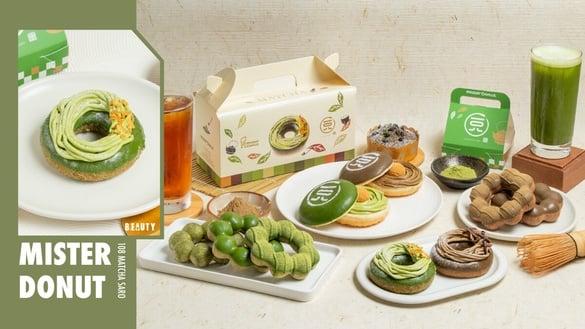 “Mister Donut x一〇八抹茶茶廊”14款新品！抹茶、焙茶蒙布朗QQ圈必吃，享买5送2优惠