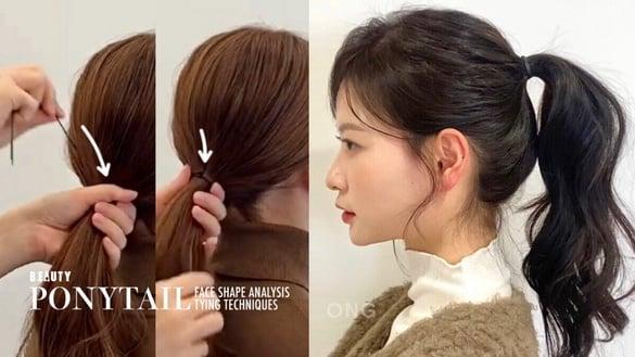 我适合高马尾/低马尾？不同脸型马尾位置分析、加码韩系马尾绑法教学，马尾蓬松不扁塌