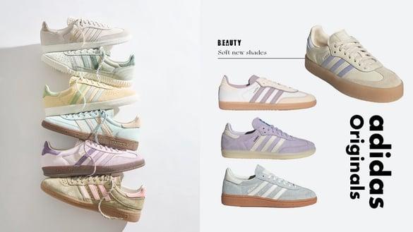adidas Originals经典球鞋抹上柔和新色调！Samba姐妹款厚底显腿长、KITH联名想包色