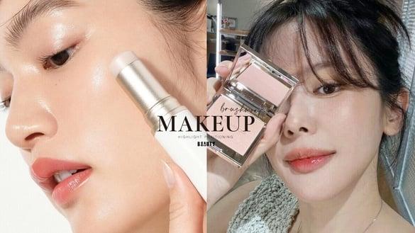 清透水光这样画！定位高光画法教学，光泽细腻自然、不像油光，底妆更干净、膨润紧实