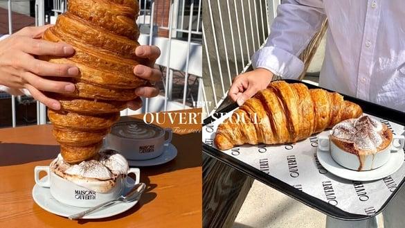 中国台湾吃得到！韩华人气超巨大可颂咖啡厅“Ouvert Seoul”登台，巨大可颂、奶油拿铁必点