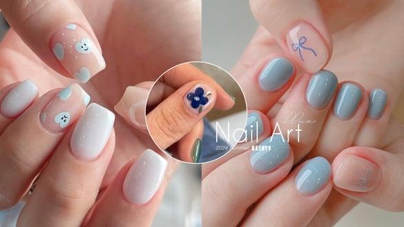 2024夏日清爽“蓝色美甲”范本：冰透渐层纯欲十足，这款很显手指修长！