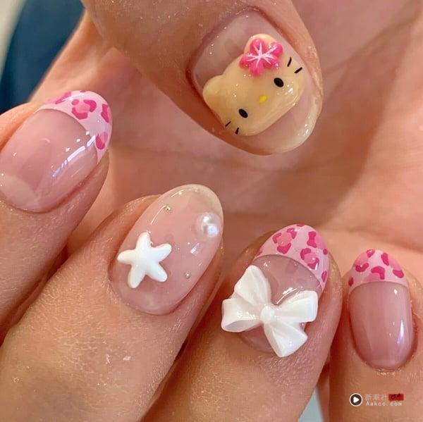 IG 爆红 “Hello Kitty 美甲范本”整理：立体猫耳朵超可爱、晒黑Kitty指定率最高！ 最新 图14张