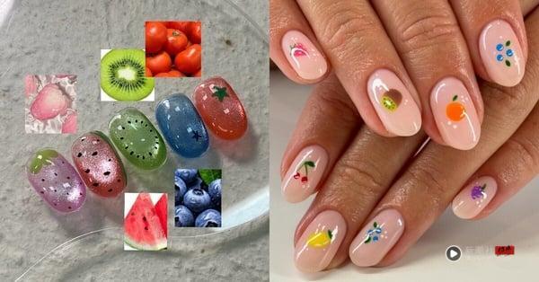 2025夏日“水果美甲范本”整理：韩国爆火果皮系美甲超逼真、气异果和樱桃指定率高！ 最新 图2张