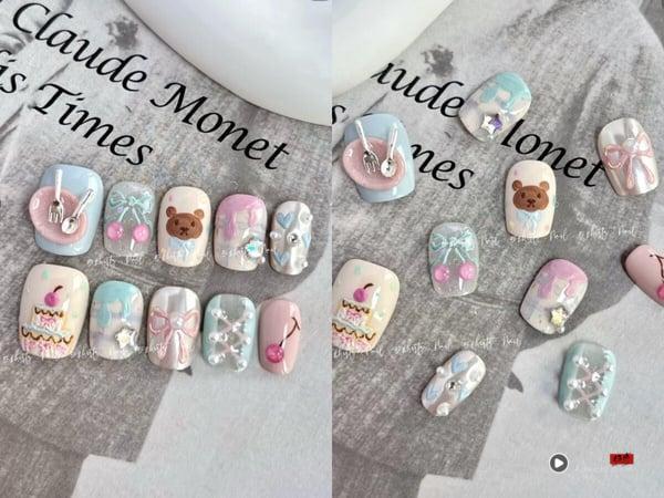 2025“生日美甲”范本一次看：从手绘蛋糕到INS油画风，让指尖成为生日亮点！