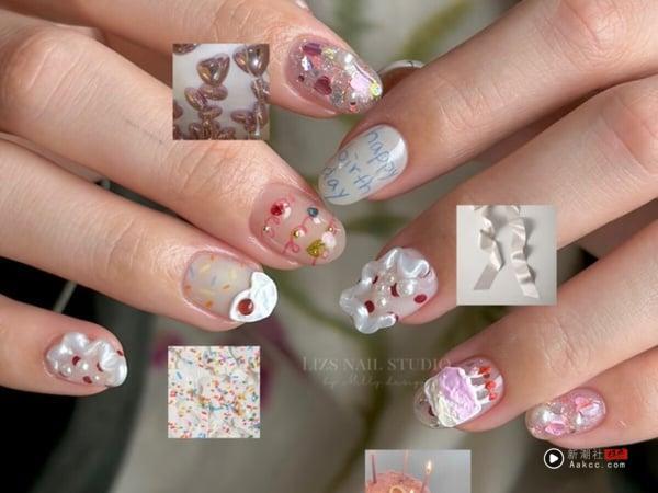 2025“生日美甲”范本一次看：从手绘蛋糕到INS油画风，让指尖成为生日亮点！