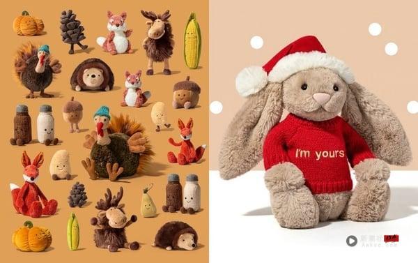 Jellycat玩偶被放置在床上，象征其作为安抚娃娃，提供情绪价值与陪伴