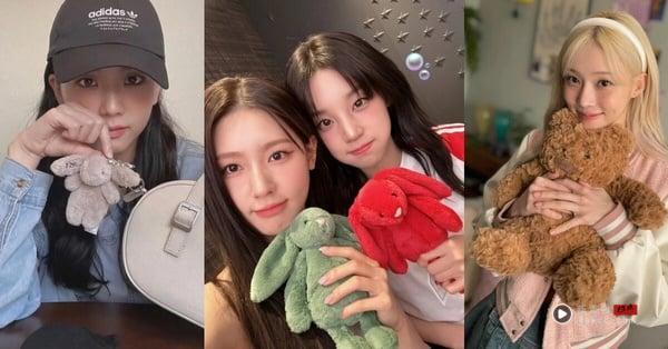 Jellycat玩偶爆红，图为BLACKPINK Jisoo、Noodle与Winter手持Jellycat的可爱照片