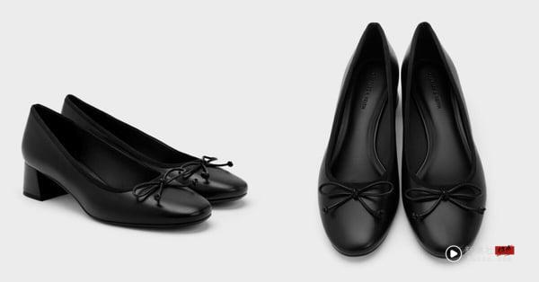 Jennie 相似款娃娃鞋推荐：CHARLES &amp;amp; KEITH 芭蕾舞粗跟鞋，NT$1,990