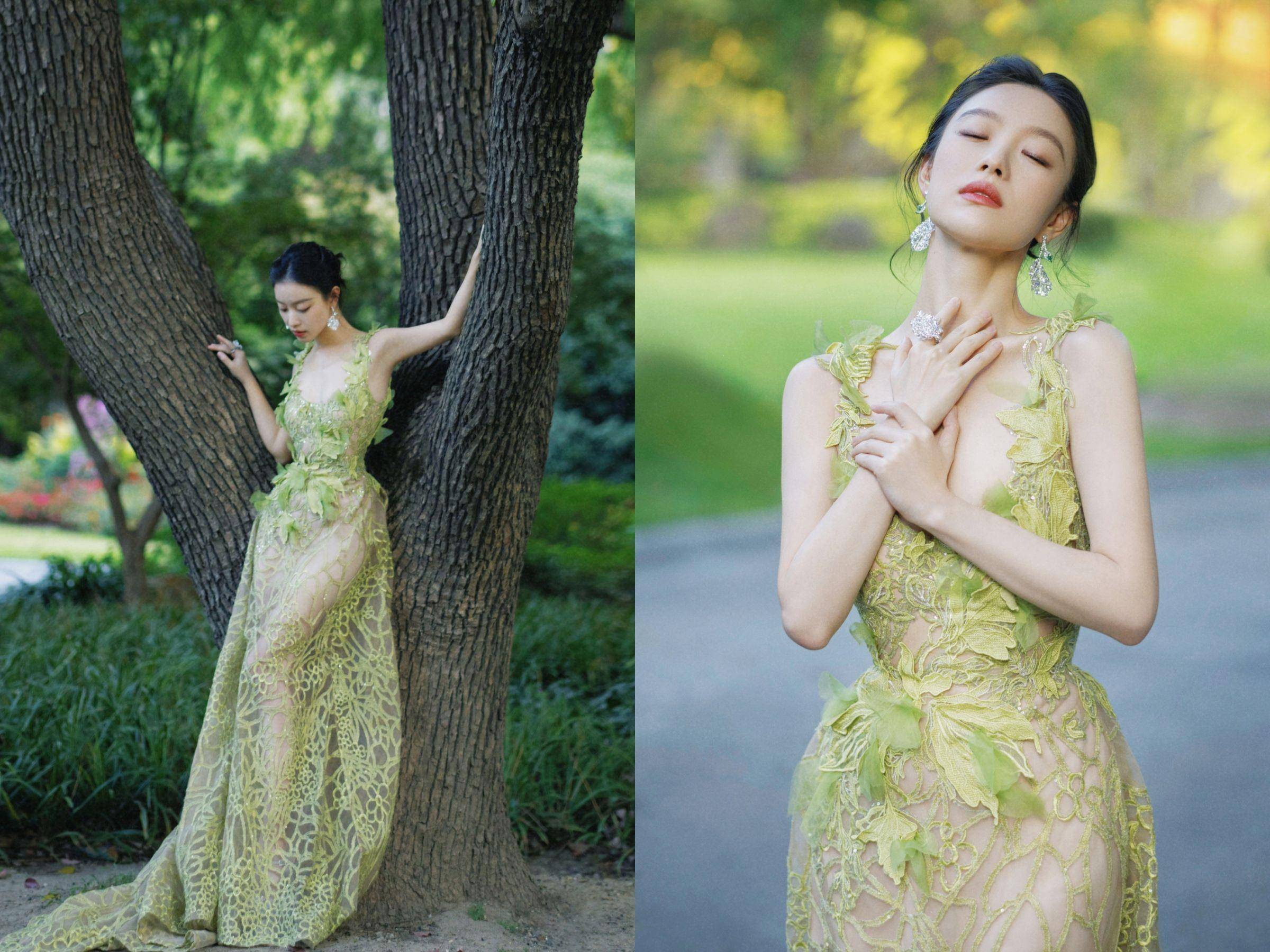 陈妍希“绕脖礼服”造型失算显肉！倪妮“绿色精灵装”勾惊人腰臀比 名人名流 图4张