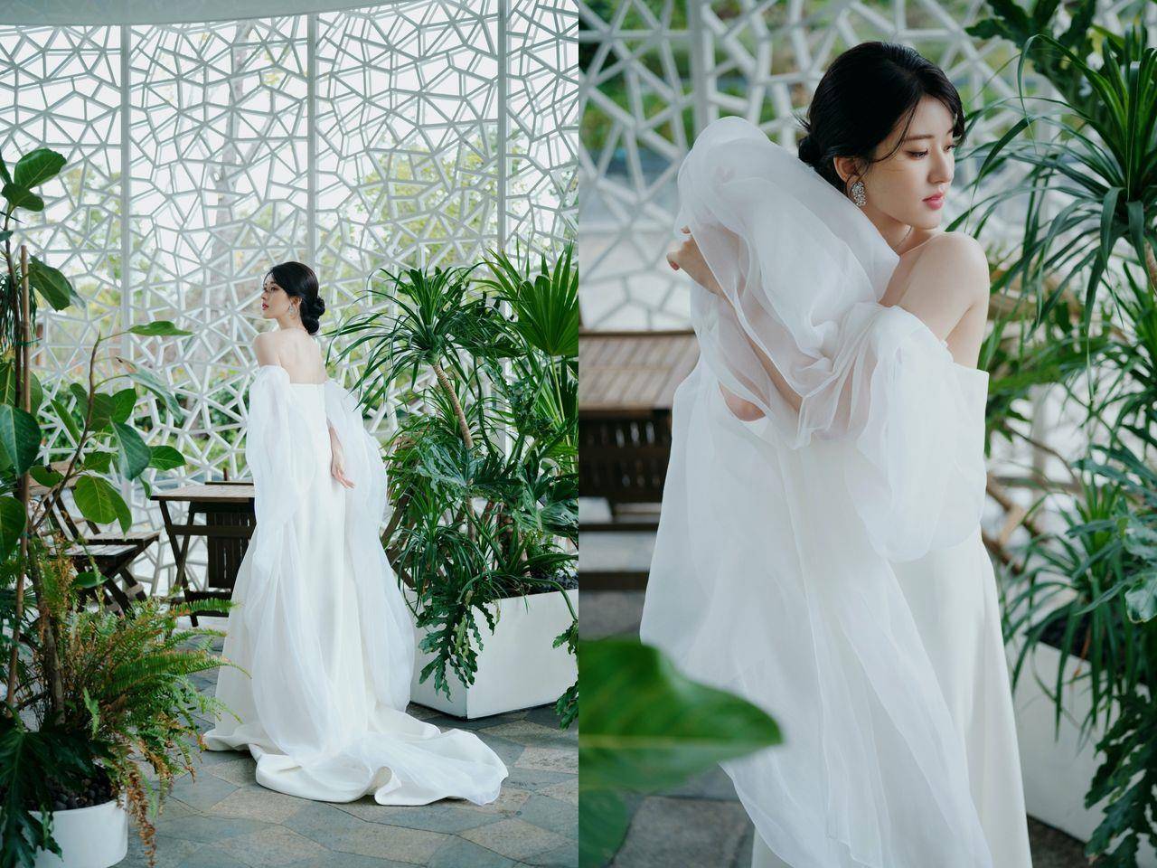 赵露思穿“婚纱女王”仙气满点！性感锁骨、直角肩全放送　粉丝都要美哭 时尚穿搭 图4张