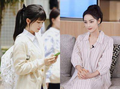 女星马尾范本！赵露思穿上校服毫无违和感、迪丽热巴高马尾超气质