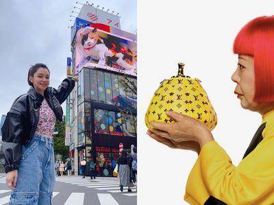 徐若瑄意外打卡“巨大LV行李箱”！草间弥生联名让东京铁塔也变色