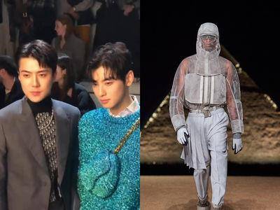 车银优、世勋双帅同框！DIOR在“金字塔前办秀”薄纱男装超性感