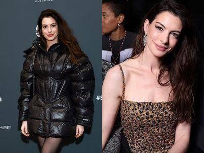 40岁安海瑟薇穿羽绒衣还是辣翻！“藏入超迷你裙”笔直美腿太养眼