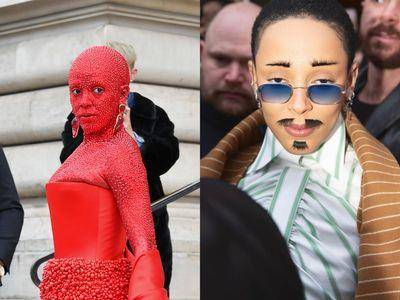 密集恐惧症慎入！Doja Cat红水钻装堪称经典　贴假胡子只为“呛网友”