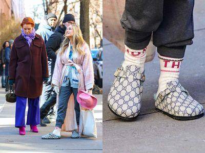 《欲望城市》片场流出超狂未来联名!莎拉洁西卡脚踩“GUCCI勃肯鞋”