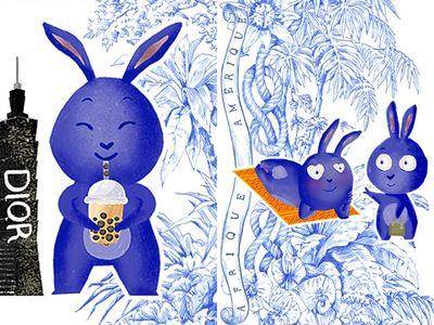 DIOR免费贴图快下载!超可爱小兔喝珍奶喊:Yum