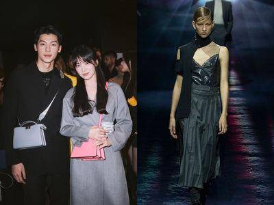 米兰时装周／宋慧乔神颜合体许光汉！FENDI百褶裙、多口袋包大玩浪漫庞克