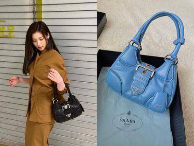 包・开箱／Sana率先示范PRADA“月亮包”　天空蓝色绝顶疗愈