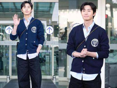 朴叙俊穿女装、背女包出发看秀无违和！亲切比心展现暖男氛围