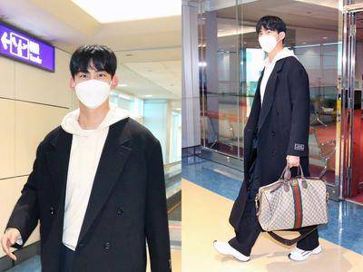 野兽派2PM玉泽演抵台！穿欧爸大衣、GUCCI行李袋帅气现身机场